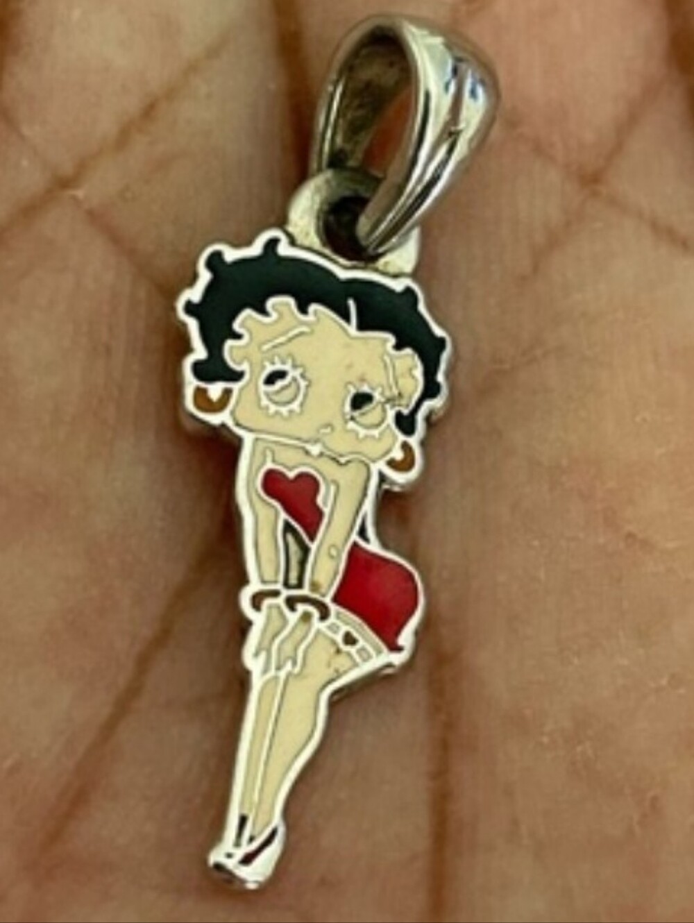 Sterling silver Betty Boop enamel charm pendant 925
